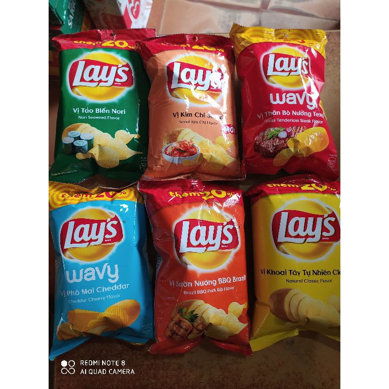 Bịch 10 gói snack khoai tây Lays 35 gam gói thêm 20%