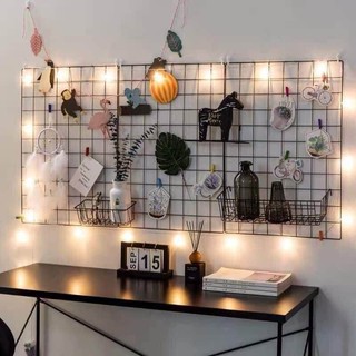 [AN MỘC] (Set 6 món) 3 Tấm khung lưới + 1 giỏ nhỡ + 1 giỏ cài đại + 1 thanh treo để đồ trang trí