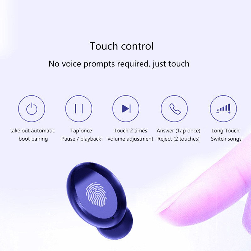 Tai nghe Bluetooth AMOI V8 không dây cảm ứng chống nước IPX7 dành cho IOS Android