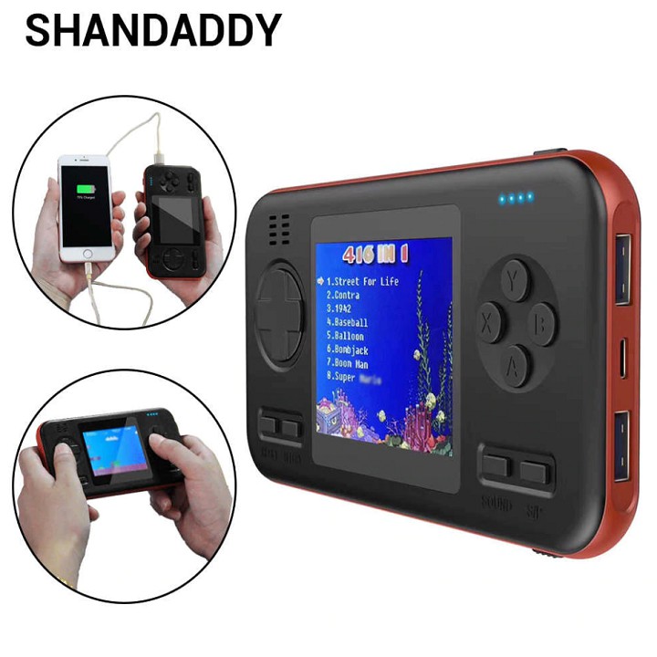 Máy Chơi Siêu Game Cầm Tay Huyền Thoại Có 416 Trò Chơi - Kiêm Sạc Dự Phòng 8000 Mah - 2 Cổng Usb 2020