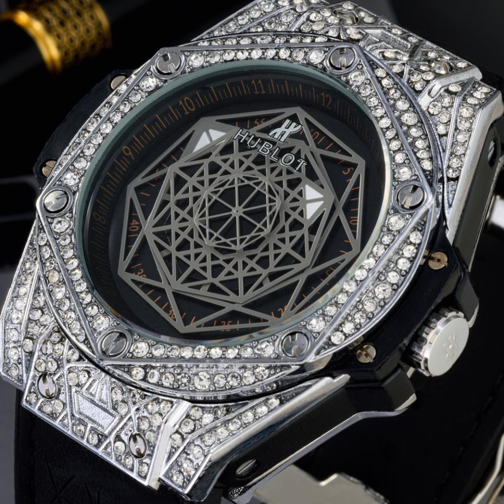 [Tặng box hãng] Đồng hồ nam HL cao cấp full đá mặt đa giác DH604  - Shop283 | BigBuy360 - bigbuy360.vn