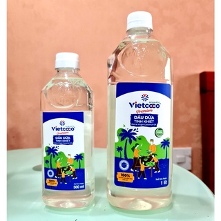 Dầu Dừa Tinh khiết Organic Vietcoco - 250ml-1 Lít : Nấu ăn ,làm bánh, dưỡng da, dưỡng tóc
