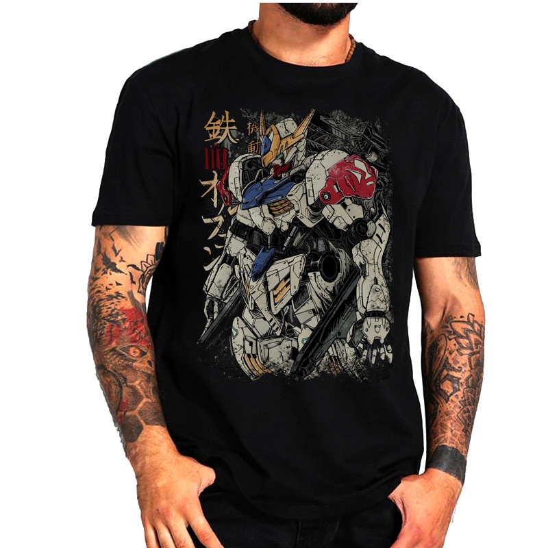 Áo Thun Đen Cổ Tròn In Hình Gundam Phong Cách Đường Phố Thời Trang Thường Ngày Cho Nam Và Nữ Homme