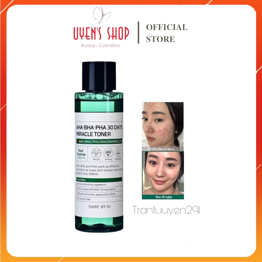 Nước hoa hồng ngăn ngừa mụn Some By Mi AHA-BHA-PHA 30 Days Miracle Toner