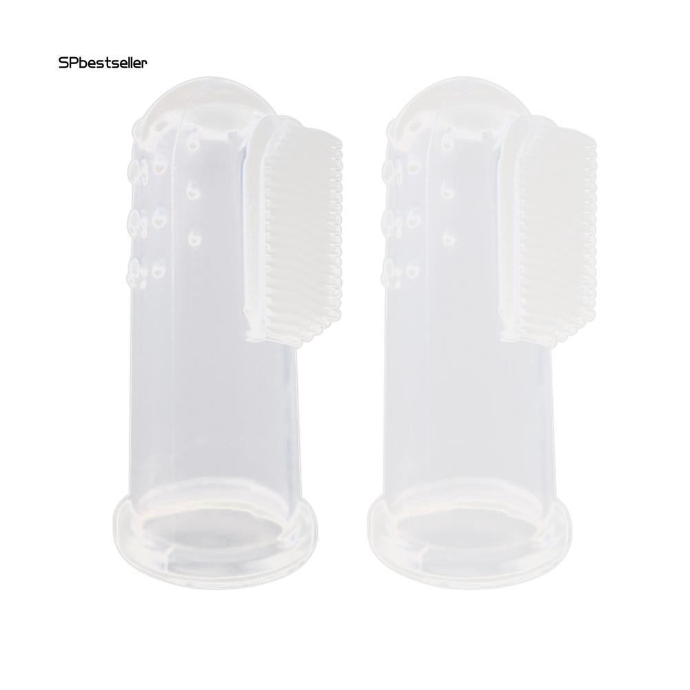 Set 2 bàn chải silicon làm sạch răng cho thú cưng