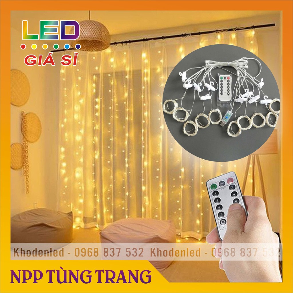 Đèn led mành trang trí phông sinh nhật, Đèn Led Thả Rèm Mưa Rơi/ Thác Nước trang trí Decor, Lễ tết, noel