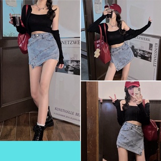Chân váy jeans, chân váy nữ đắp chéo chất jeans cao cấp size S M L SKUCV-07A  1990clother