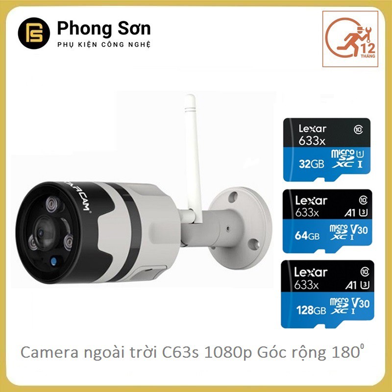 [Mã 159ELSALE hoàn 7% đơn 300K] Camera Wifi IP C63s 1080p Ngoài trời góc siêu rộng Vstarcam