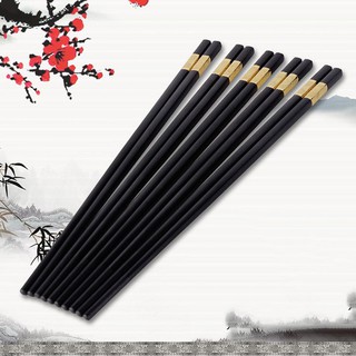 Bộ 10 Đôi Đũa Màu Vàng, Đũa Hợp Kim Chống Mốc Hàn Quốc