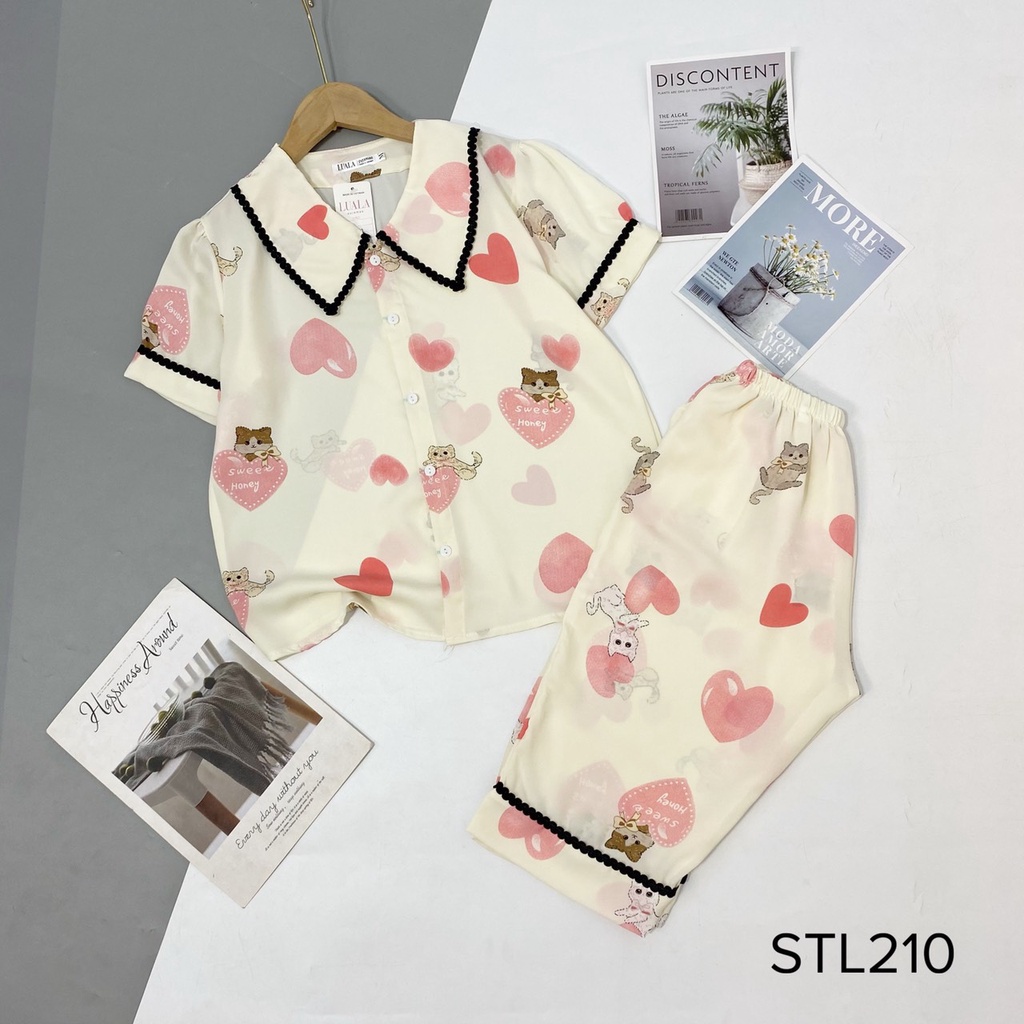 Đồ bộ nữ pijama, bộ mặc nhà, tay ngắn quần lửng,chất lụa, TMshop