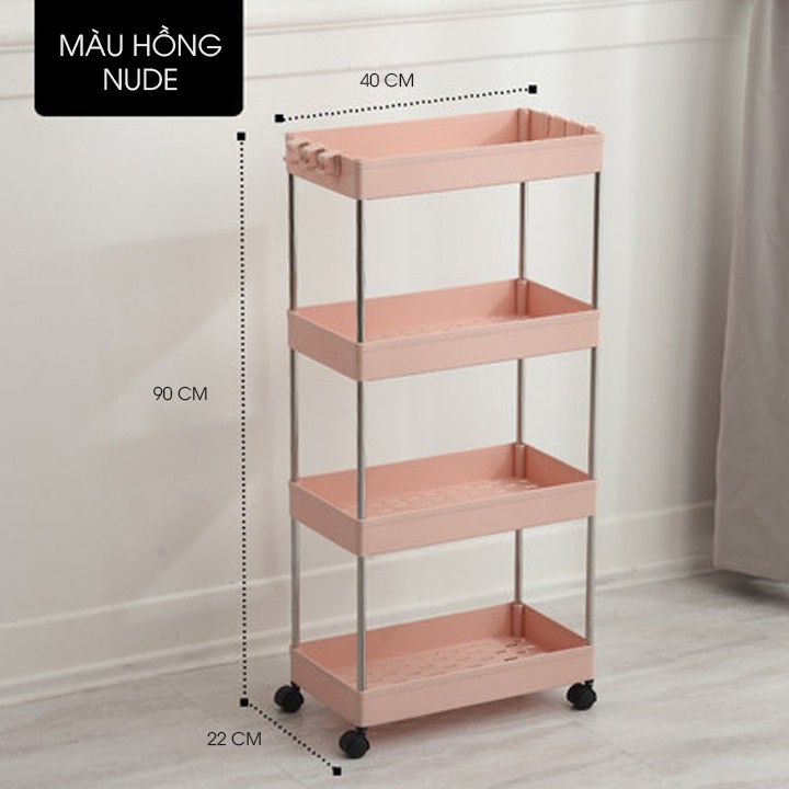 Kệ để đồ đa năng nhiều tầng có bánh xe, giá để đồ nhà bếp có bánh xe thiết kế thông dụng nhiều mục đích trong gia đình