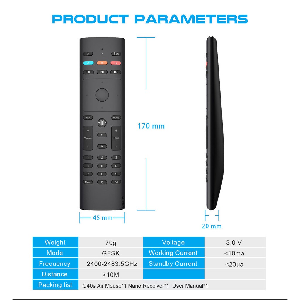 Điều khiển G40s học lệnh 33 nút, tích hợp chuột bay, tìm kiếm giọng nói - Remote Mouse Air Voice IR G40s