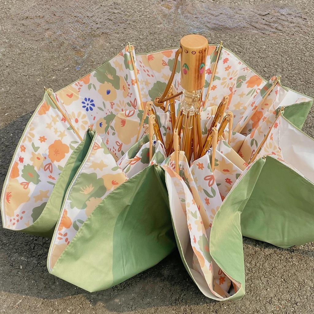 Dù Gấp Chống Nắng Mưa Họa Tiết Hoa Thời Trang