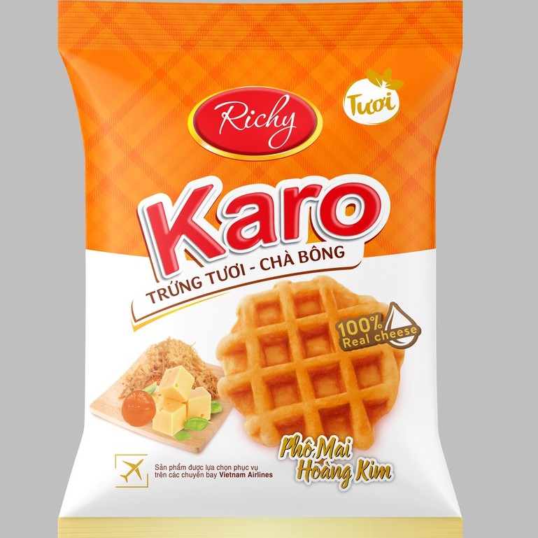 Combo 4 bịch Bánh tươi Karo Hoàng Kim Richy KARO (26g/chiếc)