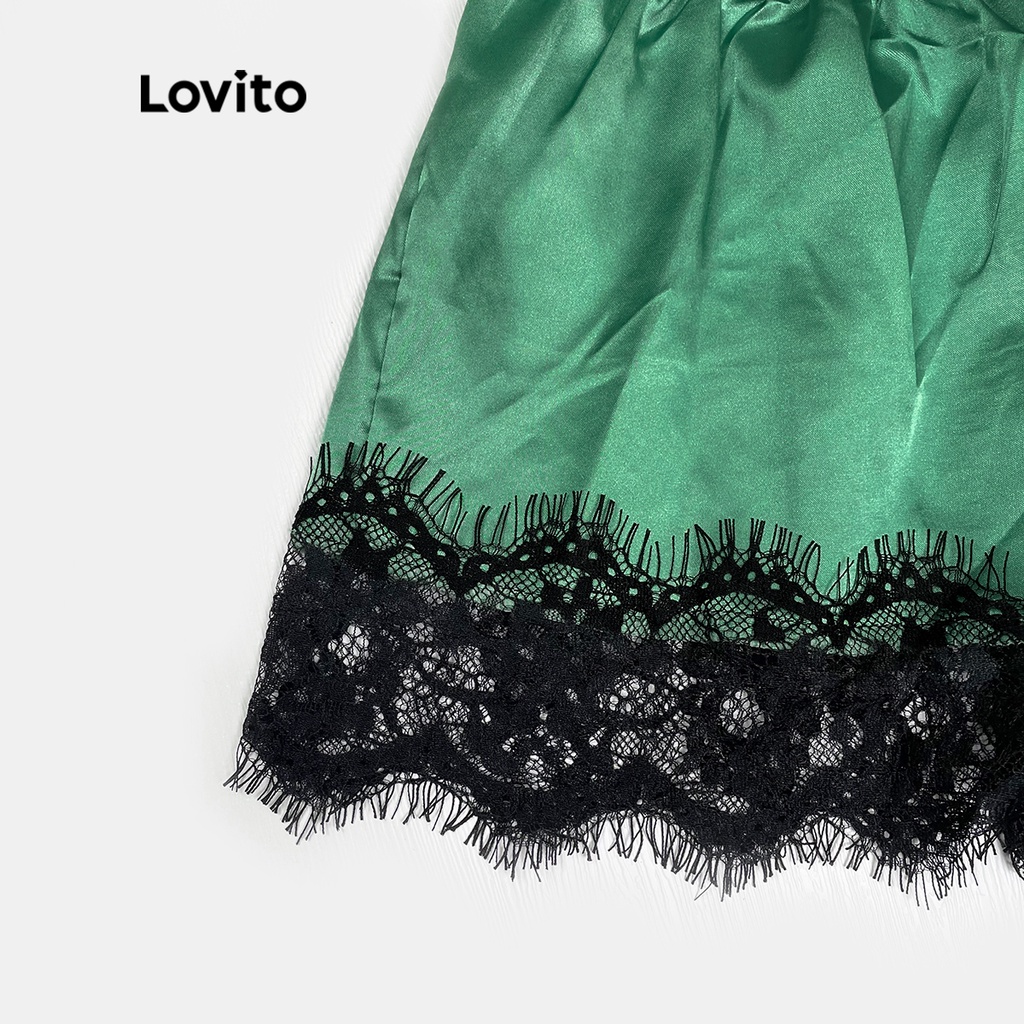 Bộ đồ ngủ Lovito may ren không co giãn dáng ôm gợi cảm l00006 (màu xanh lá / tím / hồng/ đỏ) | BigBuy360 - bigbuy360.vn