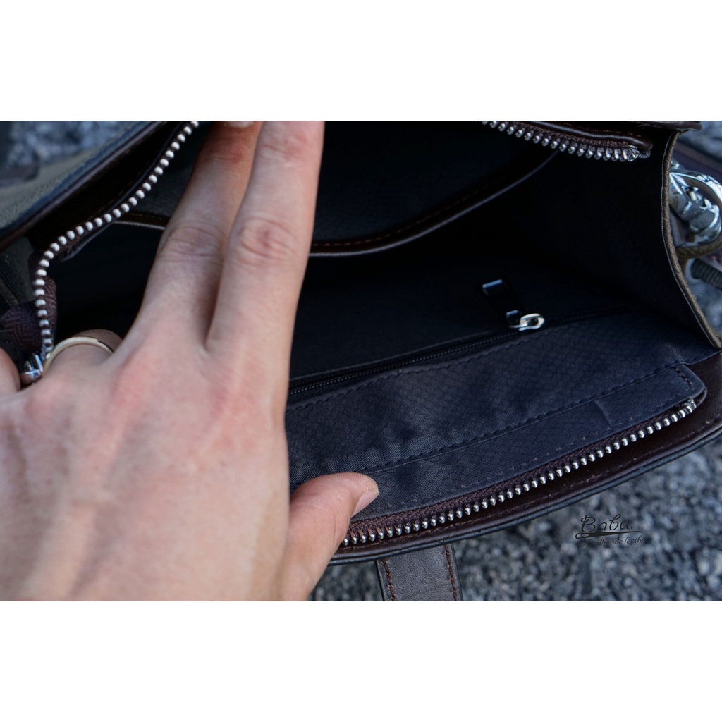 Túi nam đeo chéo da bò khóa H, túi nam da thật 100% thời trang công sở BB004
