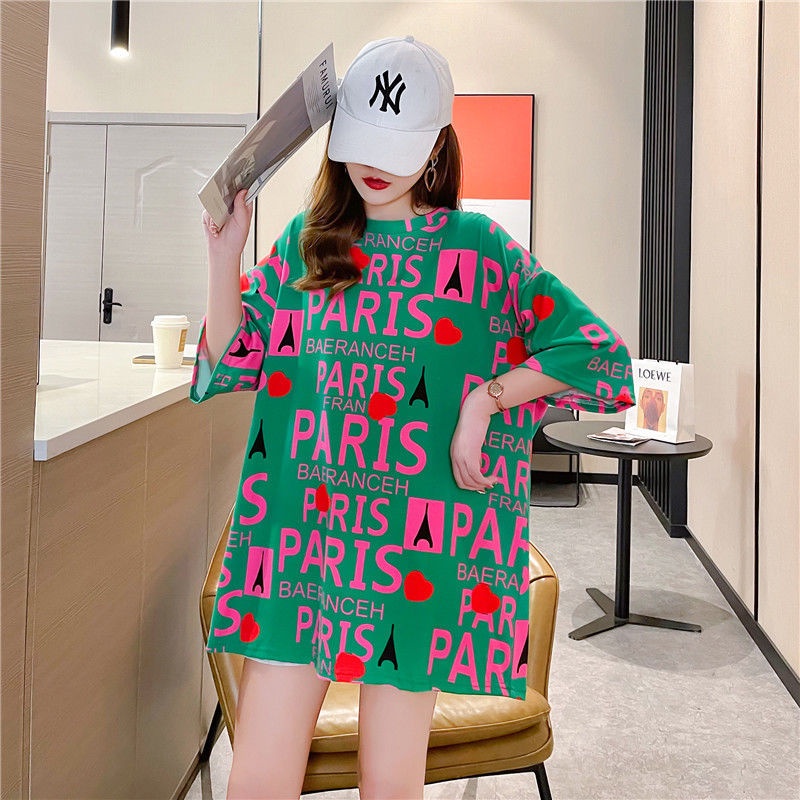 Áo Thun Tay Ngắn Plus Size Dài Trung Bình Phong Cách Hàn Quốc Cho Nữ