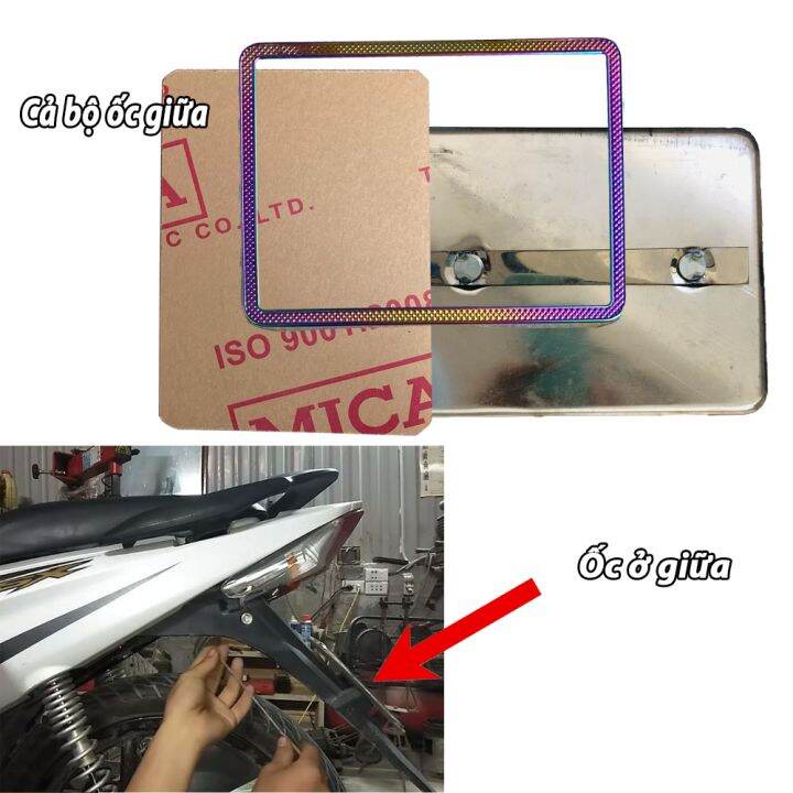 Khung biển số xe titan ốp biển số inox viền 7 màu + bảng mica SIÊU CHẤT. Hàng mới - T&T Tây Thành chuyên phụ tùng xe máy