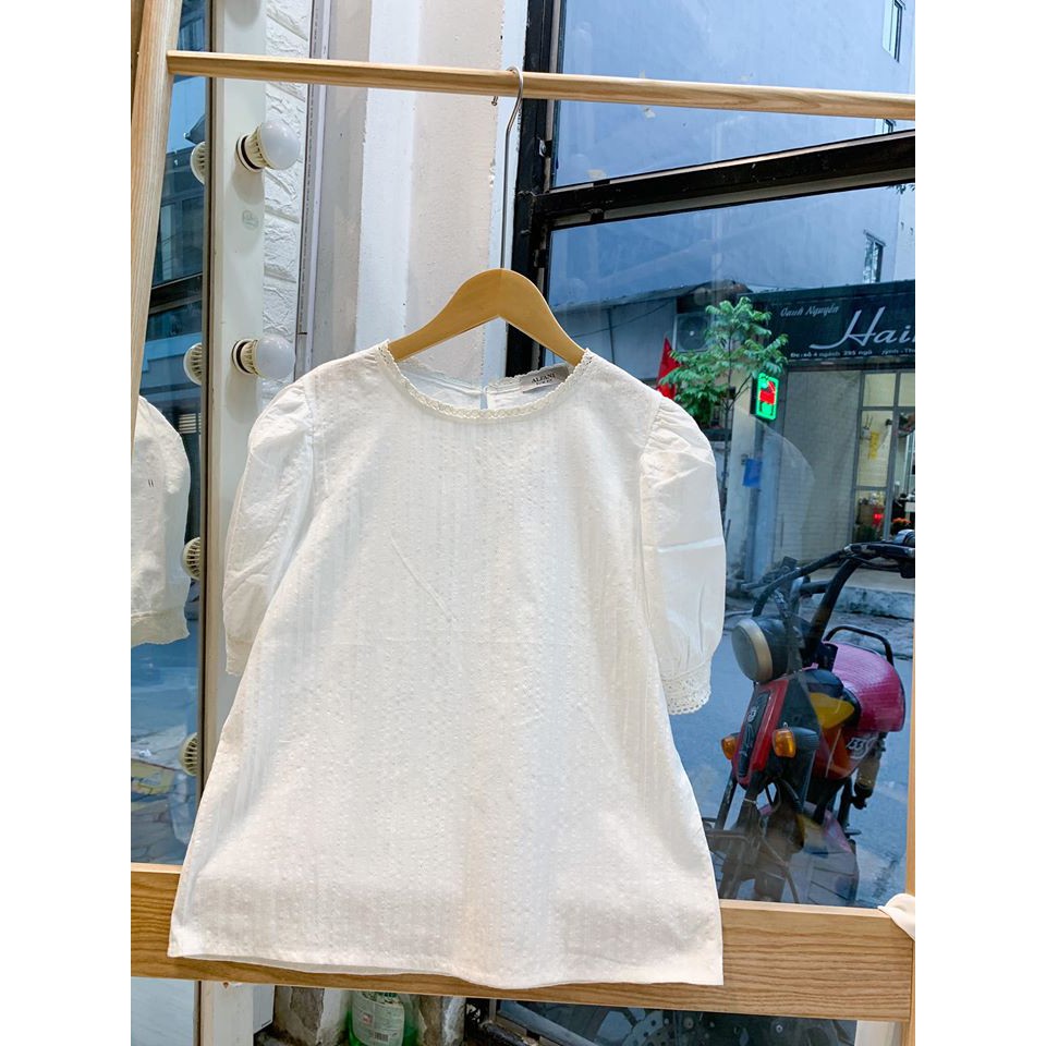 Áo sơ mi nữ babydoll thiết kế cổ viền dài tay cách điệu siêu xinh (video,ảnh thật )