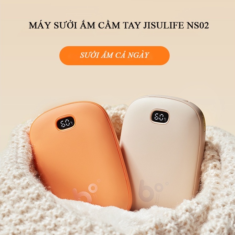 Máy sưởi ấm mini cầm tay đáng yêu, kiêm sạc dự phòng Jisulife NS02, Sử dụng 4-8h - 5400mAh, BH 12 tháng chính hãng