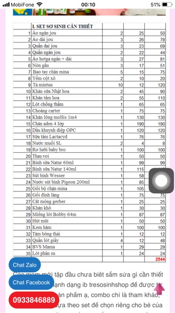 Combo trọn gói đi sinh cho bé trai / gái