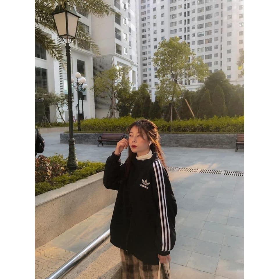 Áo Khoác Thể Thao 3 Sọc Nữ 🌺 Jacket thể thao nỉ bông màu ĐEN | TRẮNG | ĐỎ | XANH | TÍM Ulzzang 🌺 | BigBuy360 - bigbuy360.vn