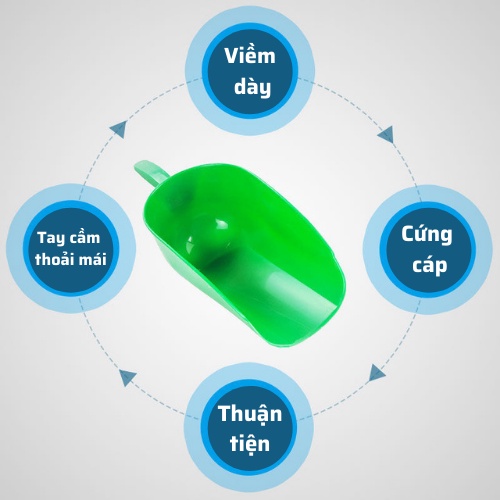 Ca xúc cám inox 1,5kg bền đẹp TPU DN47