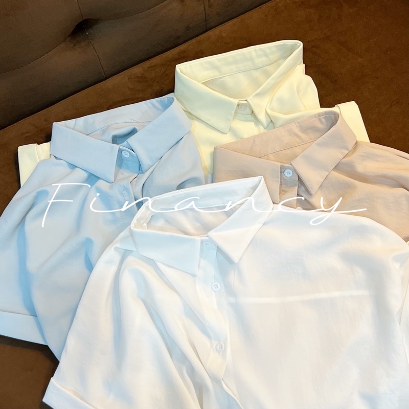 Áo sơ mi nữ tay ngắn cánh dơi màu pastel Hàn quốc chất lụa mềm mại FINANCY AT11