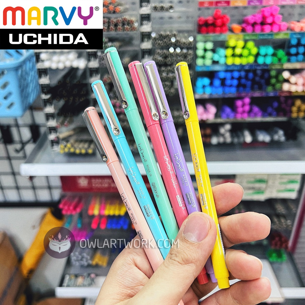 [CÚ TUYẾT] Bút Line, Bút Cọ Brush Màu Pastel MARVY UCHIDA Đi Nét Chuyên Nghiệp