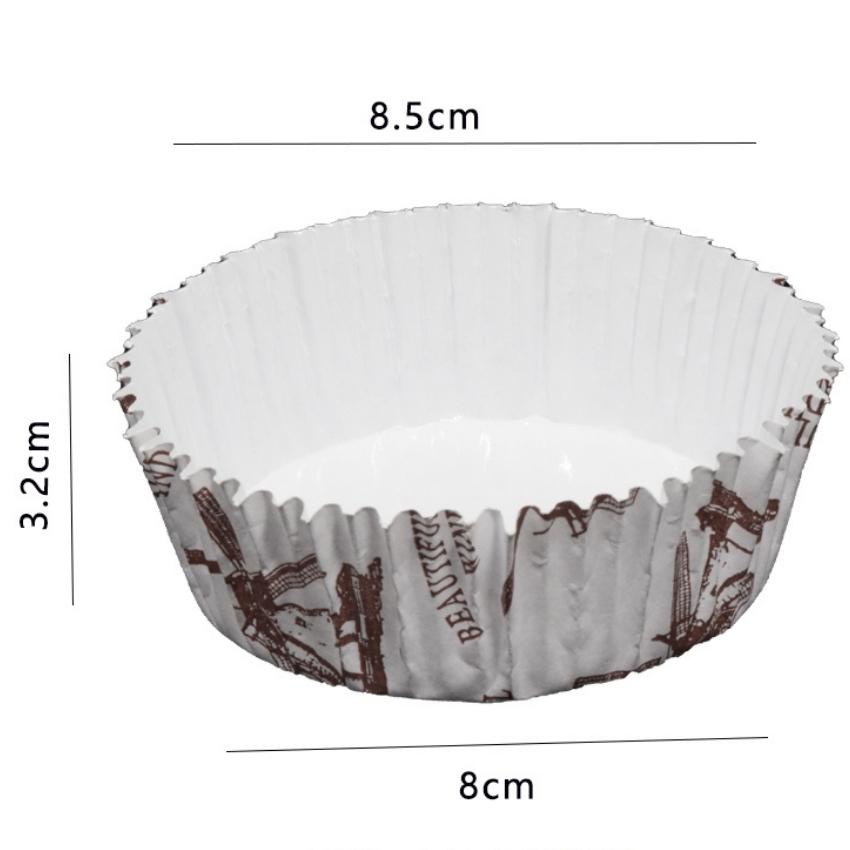 Khuôn Giấy Bánh Cupcake Muffin Mẫu Châu Âu Cối Xay Gió Set 100 Khuôn Đáy Lớn 8cm - CUPGIAY06