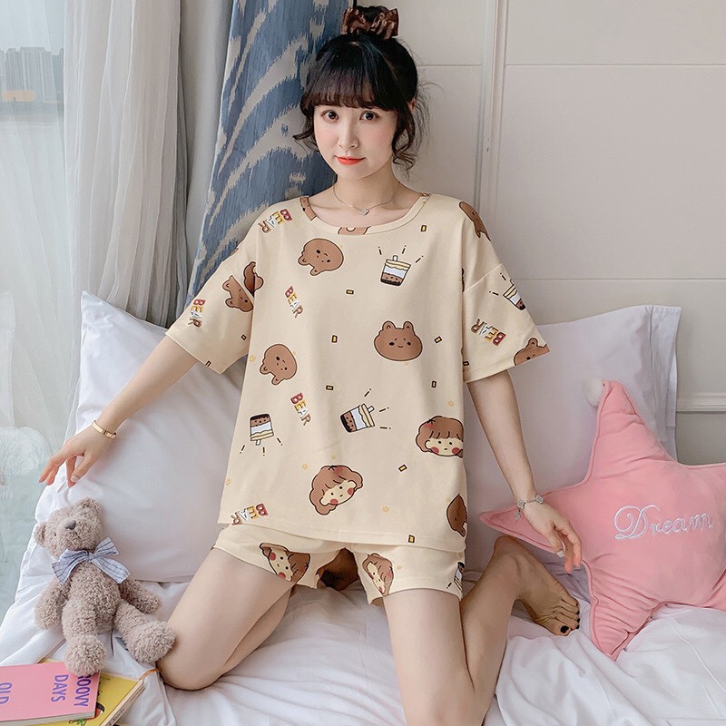 Bộ ngủ mặc nhà Mùa Hè quần đùi áo cộc cute dễ thương - 𝐁𝐋𝟒𝟔