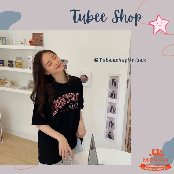 Áo thun Unisex in chữ Boston thời trang nam nữ
