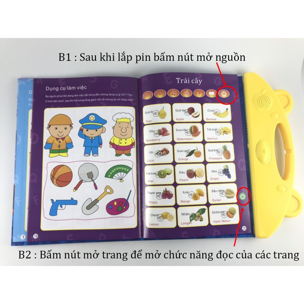 [Tặng pin và bút xóa được] Sách điện tử song ngữ thông minh giúp bé phát triển trí tuệ, học đọc, viết tốt hơn
