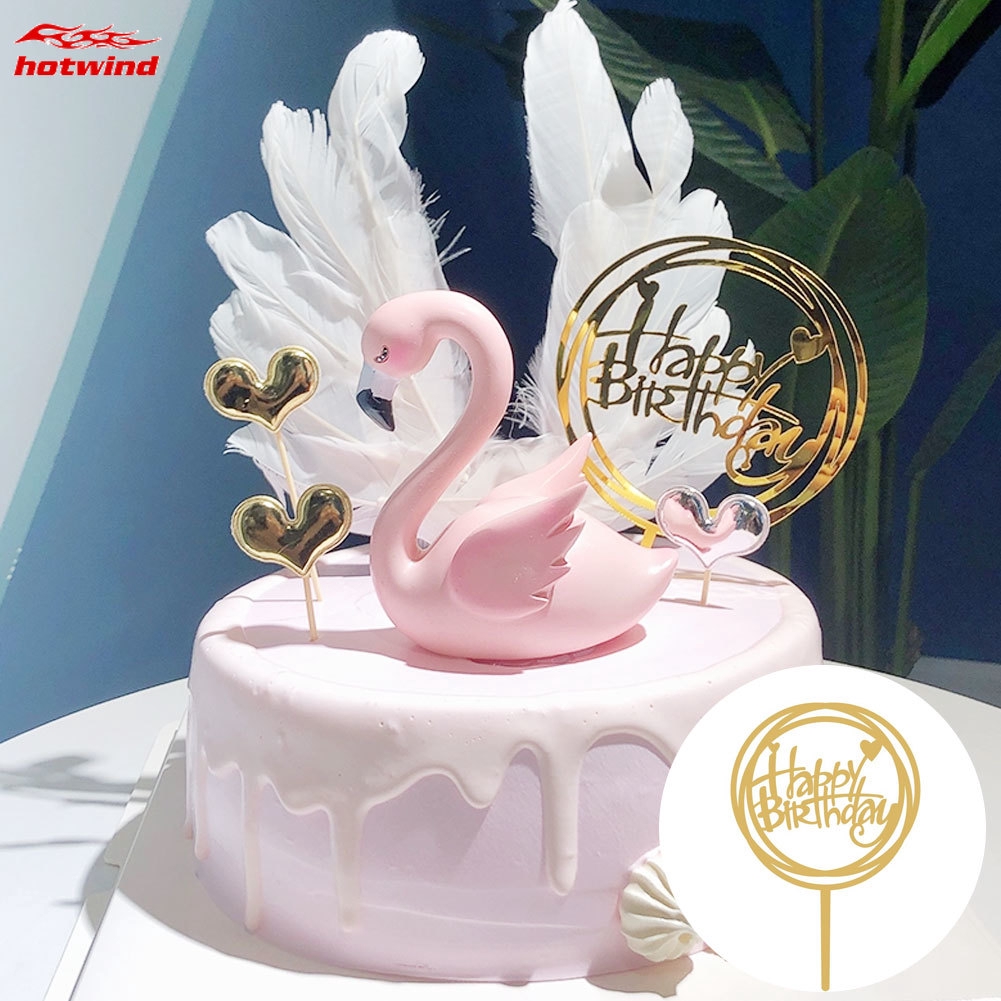 Phụ kiện trang trí bánh kem khắc chữ Happy Birthday độc đáo xinh xắn