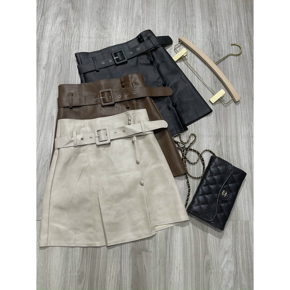Chân váy da kèm đai hàng Quảng Châu chất đẹp mã 9075