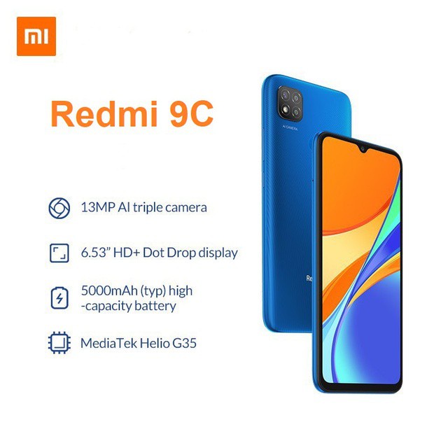 Điện thoại Xiaomi Redmi 9C (3GB/64GB) Freeship |  Hàng Chính Hãng DGW - Nguyên Seal - Mới 100% - BH 18 THÁNG