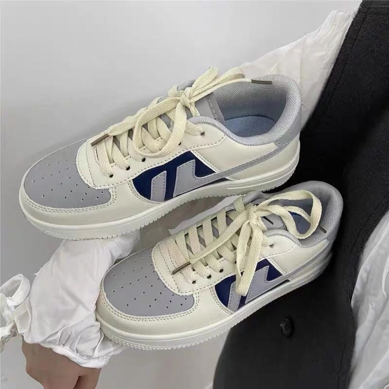 Giày thể thao nữ đế cao dây kem kẻ viền M11 Cao Cấp - giày nữ sneaker đế độn chất sịn giá rẻ