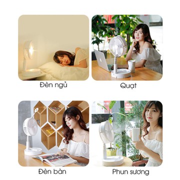 [HÀNG CÔNG TY] Quạt tích điện phun sương gấp gọn hoặc kéo dài, tích hợp đèn ngủ và đèn bàn, pin sạc siêu bền 7200mAh | BigBuy360 - bigbuy360.vn