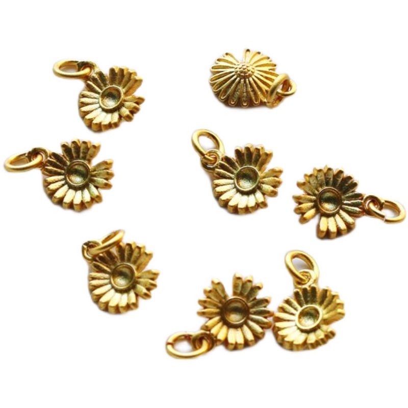 Mặt Dây Chuyền Hình Hoa Hướng Dương Màu Vàng Đồng 18Mm diy