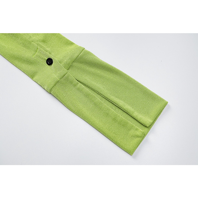 Áo Sơ Mi Tay Dài Cổ Bẻ Xẻ Tà Phối Nút Thời Trang Đường Phố Cho Nữ