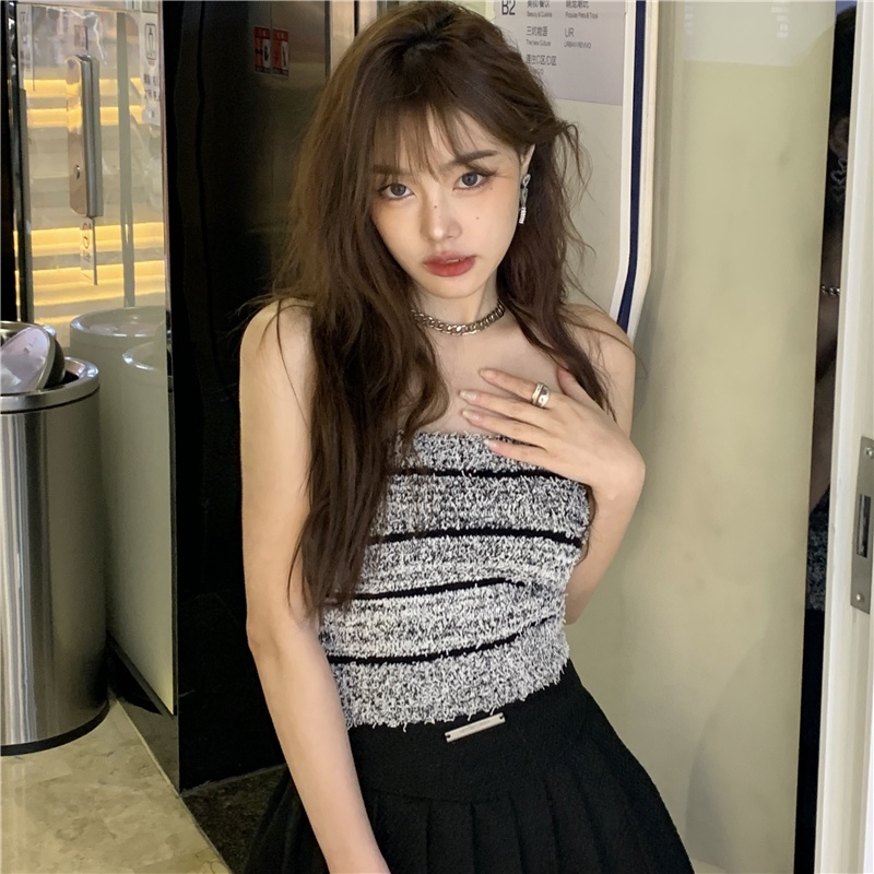 Cocory vn Áo Ống Dệt Kim Không Tay Phong Cách Hàn Quốc Quyến Rũ Dành Cho Nữ