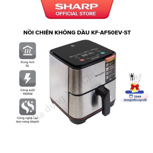 Nồi Chiên Không Dầu Sharp KF-AF50EV-ST 5.0 Lít Công Suất 1400W- Hàng chính hãng model 2022 Bảo Hành 12 Tháng