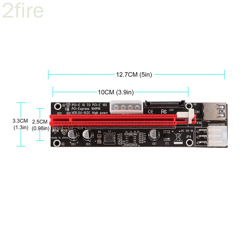 PCI-E Riser Board PCI-E 1x to 16x Extender Adapter USB 3.0 GPU Riser Card with multiple Interface