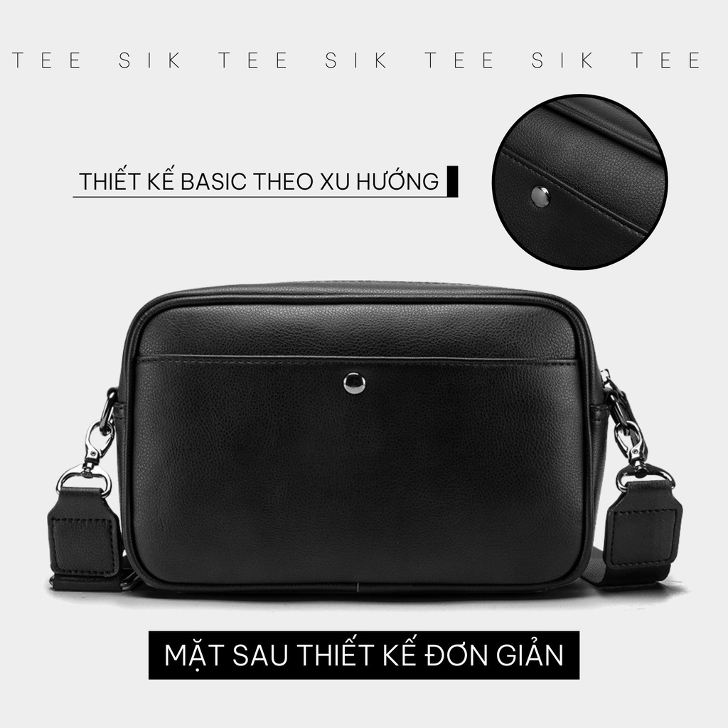 Túi nam đeo chéo TEE SIK túi đeo chéo nam chất liệu PU cao cấp đen bóng nhiều ngăn thời trang unisex TS38