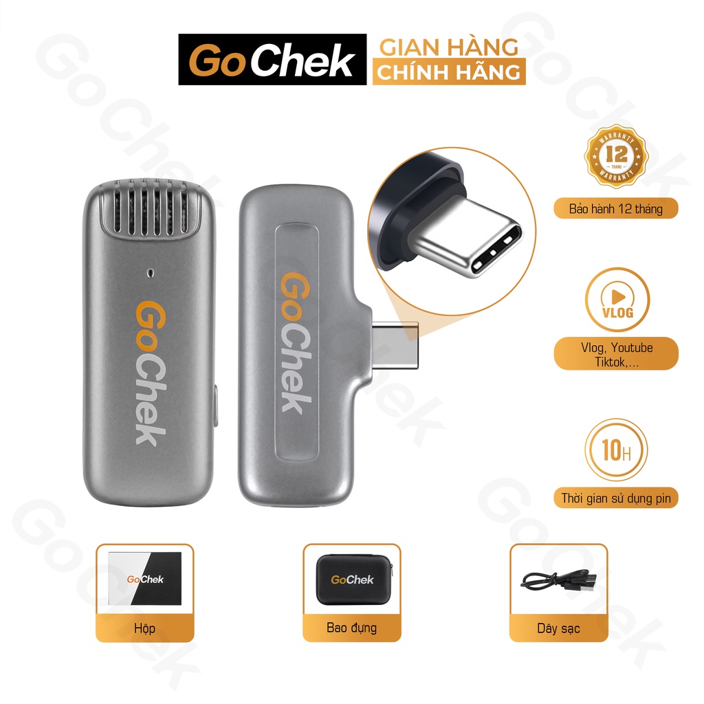 Micro thu âm không dây GoChek phù hợp phát trực tiếp, quay video, thu âm cho điện thoại, máy tính GC-A Pro (bản mới)