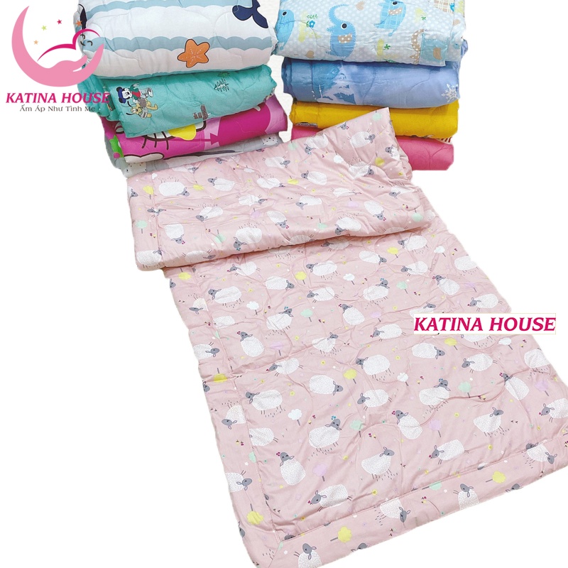 Mền trẻ em 1.5x1.8m vải cotton satin hàn quốc mềm chần gòn lông vũ mỏng siêu mềm mại, thoáng mát