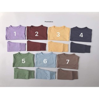 Bộ dài tay quần cạp cao thun lạnh Hàn Quốc Peekaboo cho bé