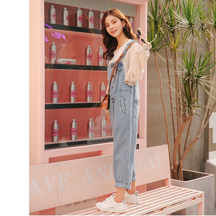 Quần yếm jean nữ baggy dáng trơn MSY44