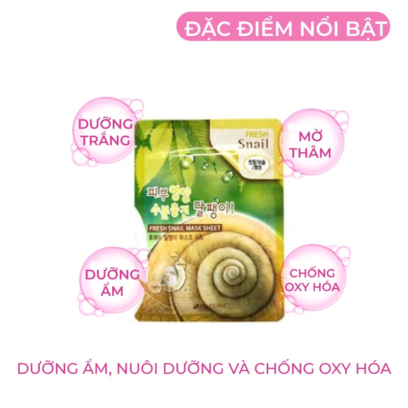 Combo 10 Túi Mặt nạ giấy dưỡng trắng da dưỡng ẩm chống lão hóa chiết xuất dịch nhầy ốc sên 3W CLINIC Hàn Quốc 23mlx10