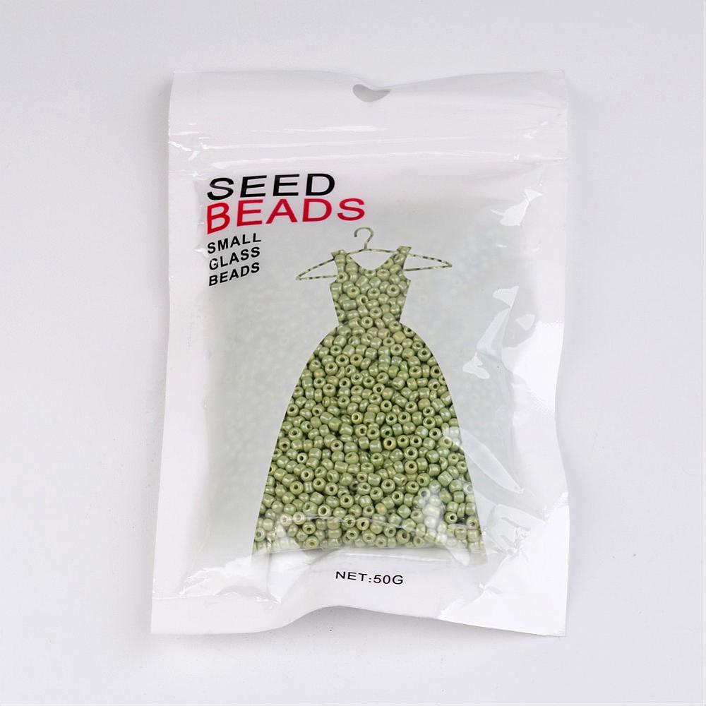 50g DIY Craft Beads 12/0 Opaque Colors Lustered Round Glass Seed Beads Green Yellow Size: about 2mm in diameter hole:1mm about 3304pcs/50g